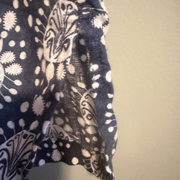 Sigrid Olsen 100% linen Blue and White 3/4 sleeve Tunic V Neck blouse medium - Picture 5 of 8